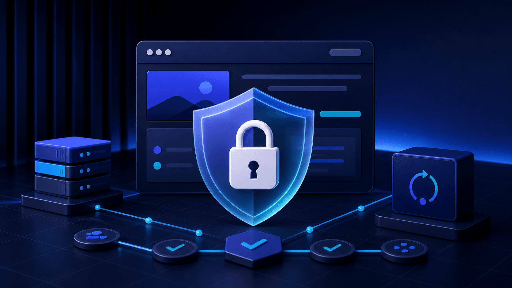 Bouclier et cadenas protégeant un site internet professionnel
